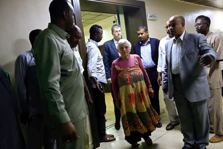 Swiss aid worker Margaret Schenkel arrives after release in Darfur at Khartoum Airport, Sudan November 15, 2017. REUTERS/Mohamed Nureldin Abdallah