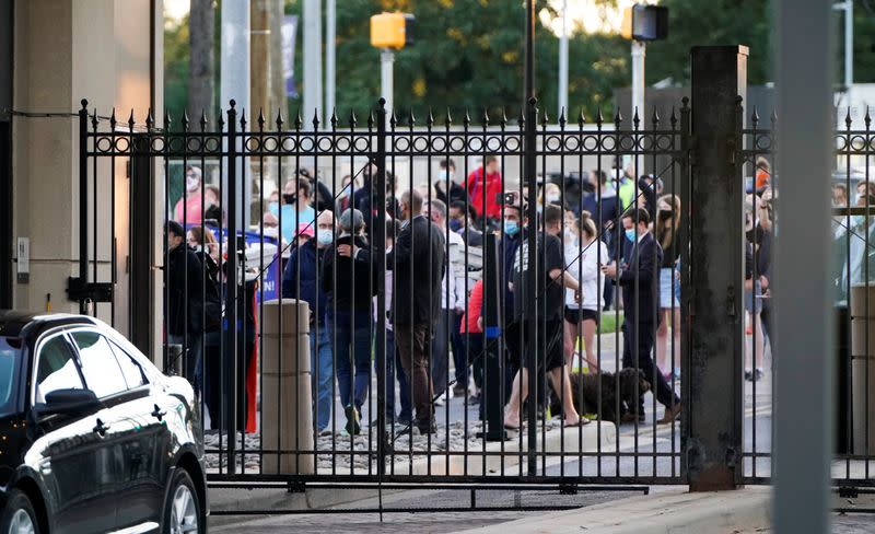 U.S. President Trump arrives to spend at least several days at Walter Reed National Military Medical Center in Bethesda, Maryland