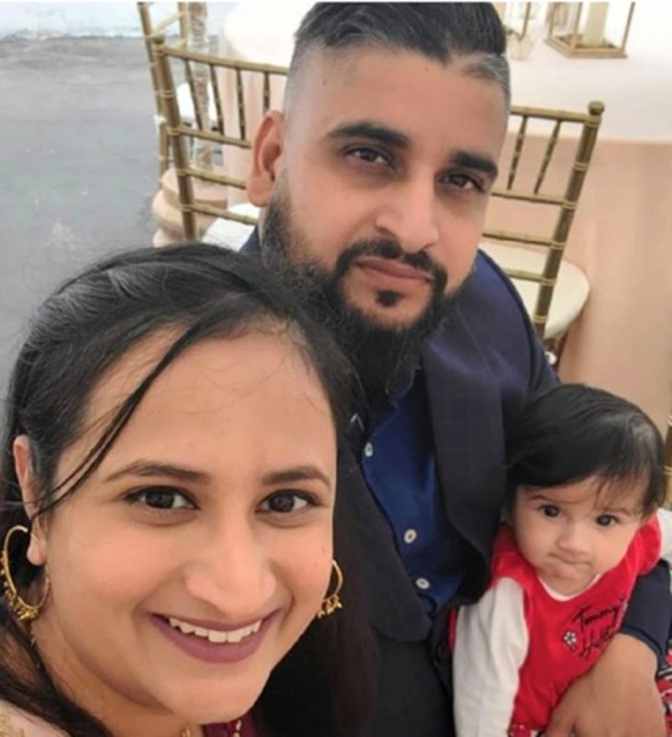 Eight-month-old Aroohi Dheri, her mother Jasleen Kaur, 27, father Jasdeep Singh, 36 were all killed (Merced County Sheriff’s Office)