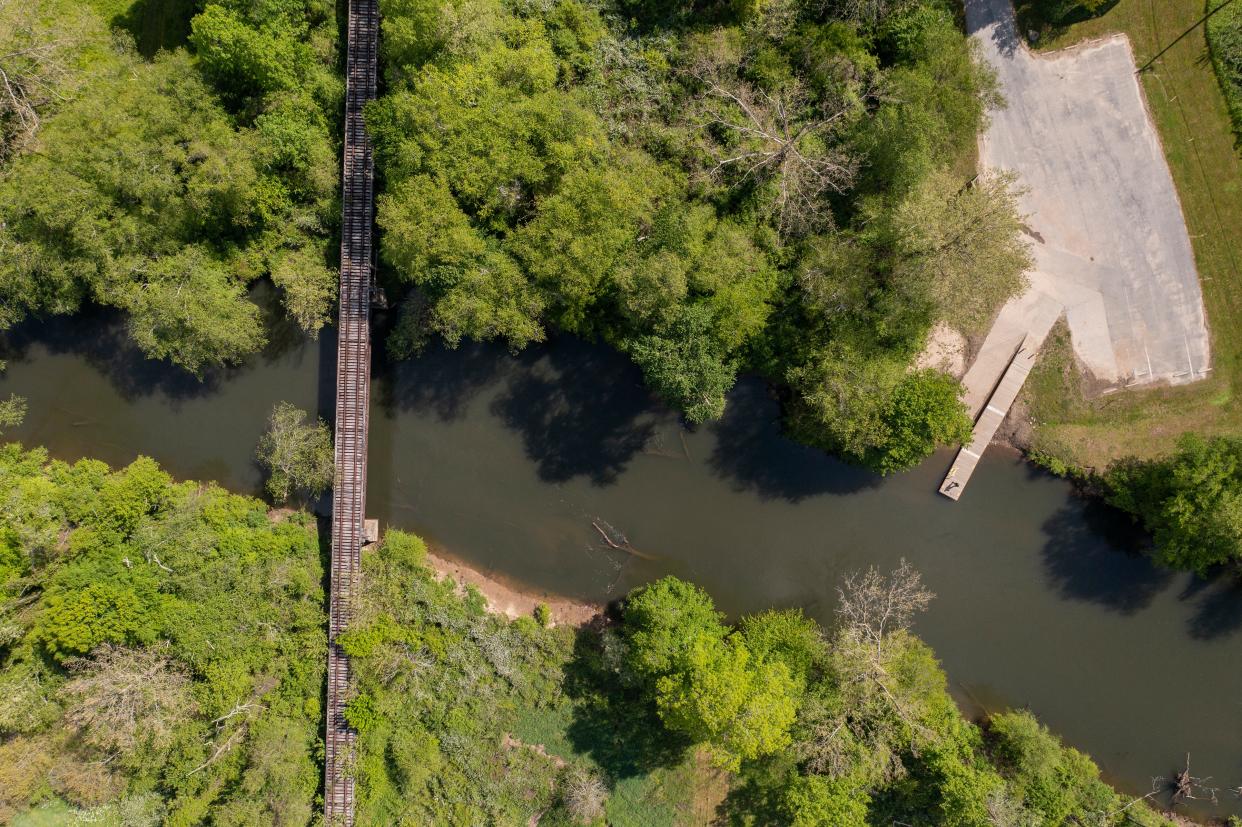 An aerial view of the future Ecusta Trail.