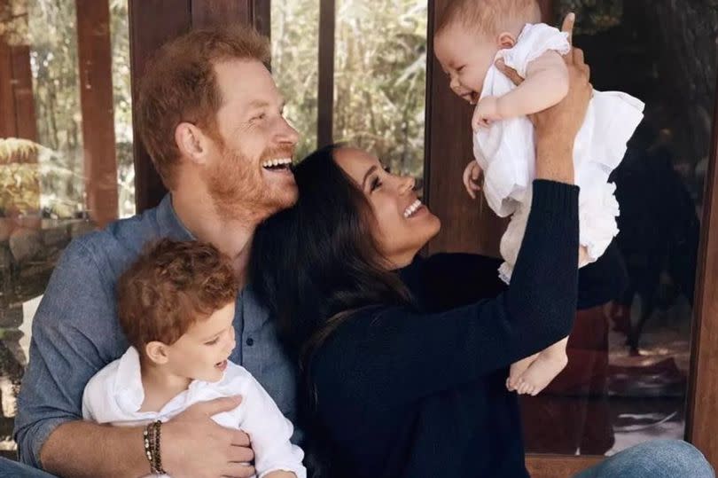 Harry and Meghan with Archie and Lilibet