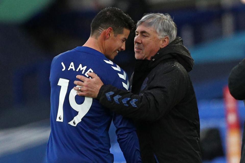 Big salary outlays on James Rodriguez and Carlo Ancelotti last year failed to see the Toffees close the gap to the top clubs (POOL/AFP via Getty Images)