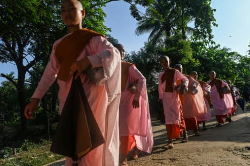 Buddhist child nuns from the Mingalar Thaikti nunnery in Myanmar were born in an area of eastern Shan state plagued by conflict between local rebel groups and the military