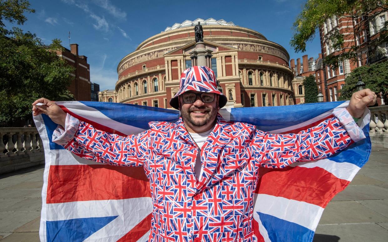 Craig Amey, 35, from Leicester arrived draped in Union Flags