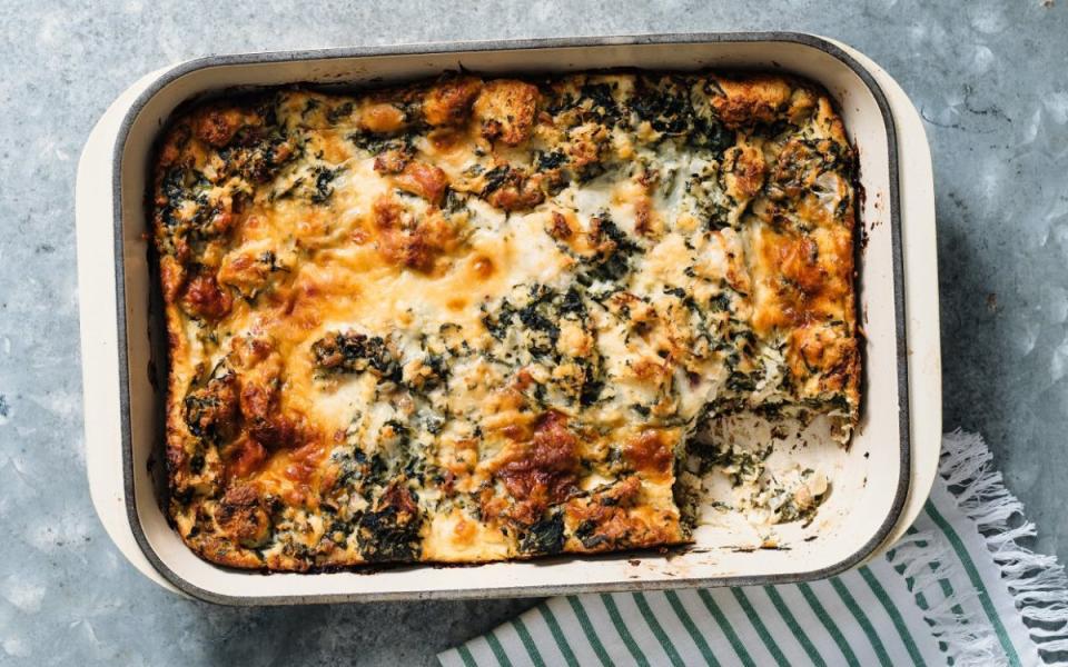 <p>Callie Blount</p><p>This make-ahead breakfast casserole will feed your whole table at brunch.</p><p><strong>Get the recipe: <a href="https://parade.com/842808/communitytable/french-quiche-casserole/" rel="nofollow noopener" target="_blank" data-ylk="slk:French Quiche Casserole;elm:context_link;itc:0;sec:content-canvas" class="link ">French Quiche Casserole</a></strong></p>