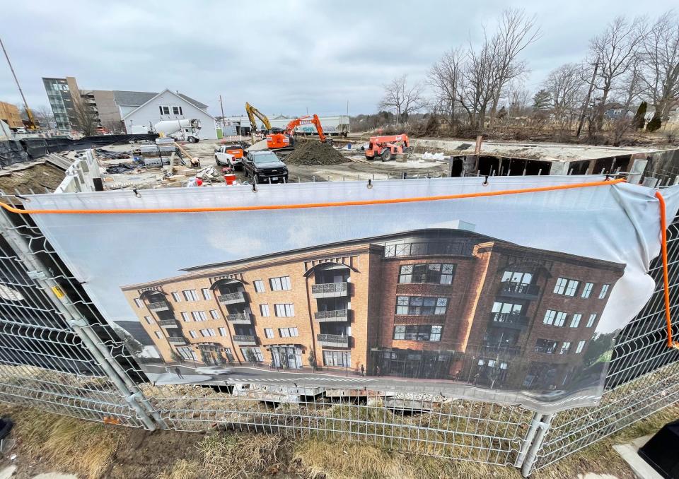 A mixed-use project at 70 Maplewood Ave in Portsmouth is seen under way Monday, March 4, 2024.