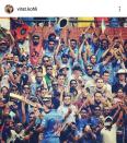 Virat's maiden post of the 'gram' stars him waving his bat to a crowd of applauding audience. That's definitely a proud moment and very apt to be the first one on his account.