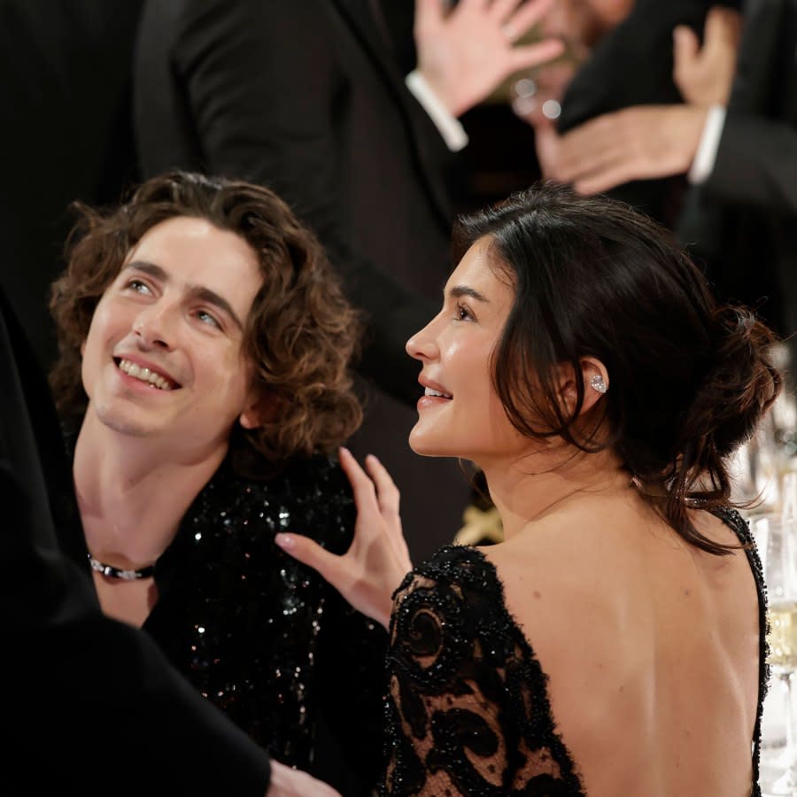 Kylie Jenner Kisses Timothee Chalamet During Surprise Appearance at 2024 Golden Globes 3