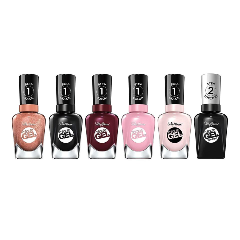 This Sally Hansen Miracle Gel nail polish doesn't require UV light, but makes your manicure last for days. Get this variety pack of five colors plus the Miracle Gel Top Coat for <a href="https://amzn.to/2lKyV8H" target="_blank" rel="noopener noreferrer">just $40 on Prime Day.&nbsp;</a>