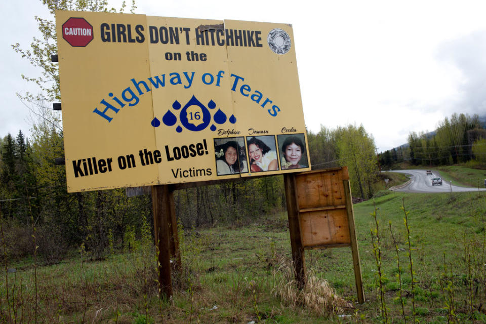 A sign of the "Highway of Tears"