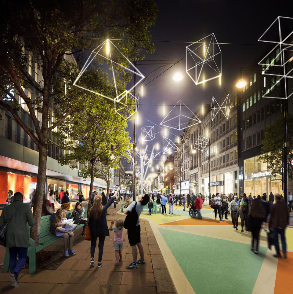 A visualisation of what a pedestrianised Oxford Street will look like (Picture: PA)