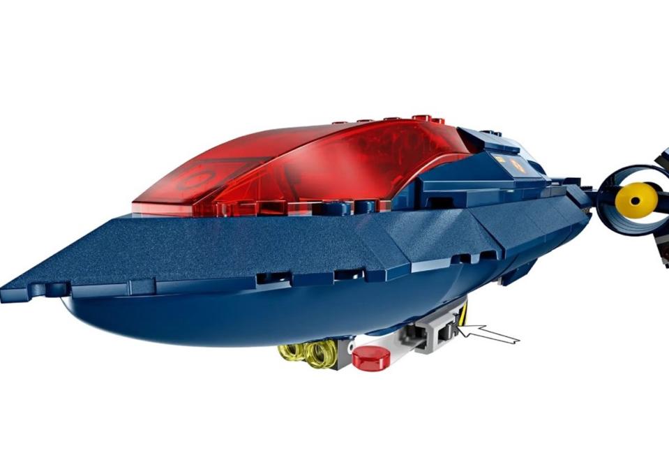 Front view of the LEGO X-Jet from X-Men '97.