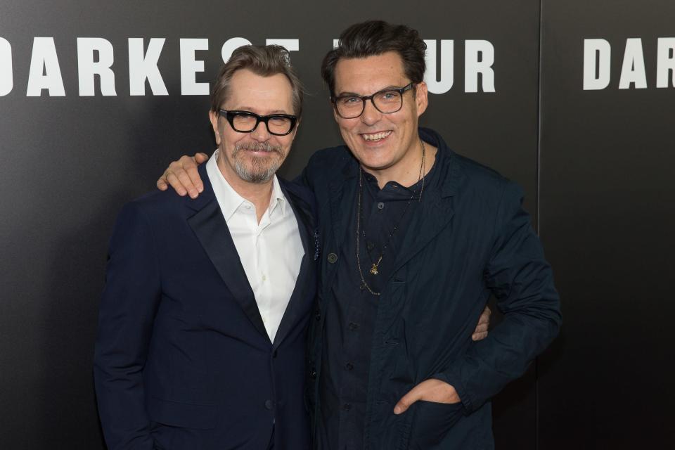 Gary Oldman and Joe Wright at the <em>Darkest Hour</em> premiere in New York. (Photo: Photo By: Jason Smith/Everett Collection)