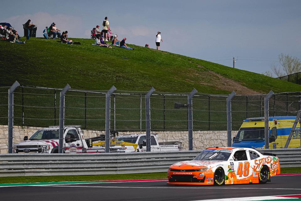 Fans watch Parker Kligerman in car No. 48 round turn 18 during the NASCAR Xfinity Series Focus Health 250 at Circuit of the Americas on Saturday. All signs are pointing to NASCAR returning to Austin next year.