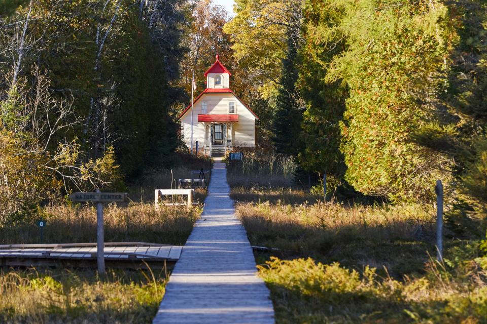 A lighthouse stands at the Ridges Sanctuary Oct. 18, 2018 in Baileys Harbor, Wis.