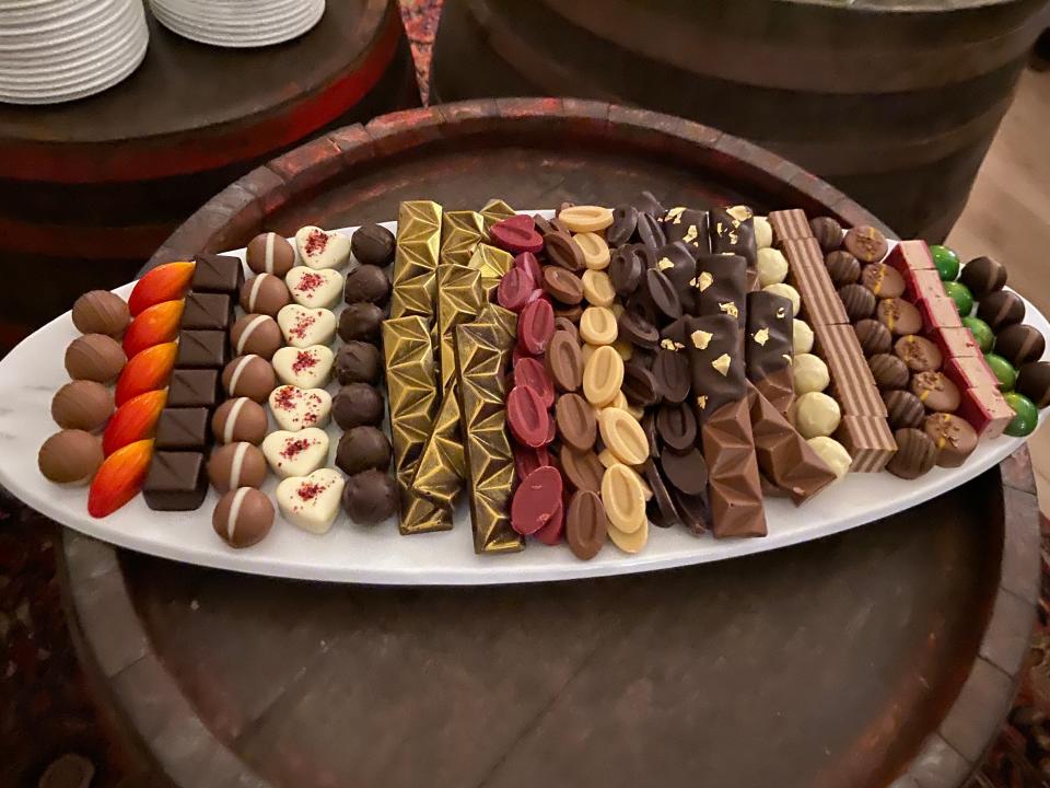 A sampling of a chocolate charcuterie tray at the Wine Grotto at Saint John's Resort in Plymouth Township.