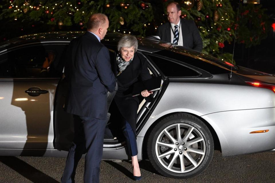 Theresa May arrives back at 10 Downing Street (AFP/Getty Images)