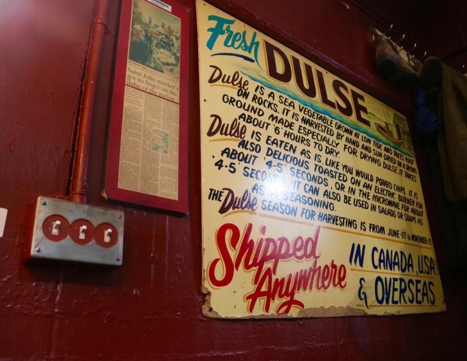 A vintage sign advertising fresh dulse - a local product which, like Slocum and Ferris, has fallen on difficult times in recent years. 