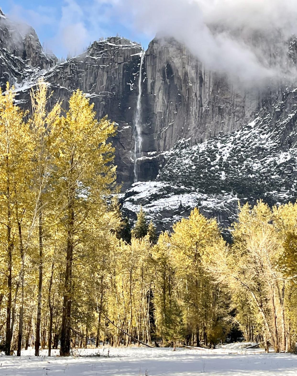 Blair Hake used an Apple iPhone 12 Pro Max to photograph upper Yosemite Falls after a snowstorm at Yosemite National Park.