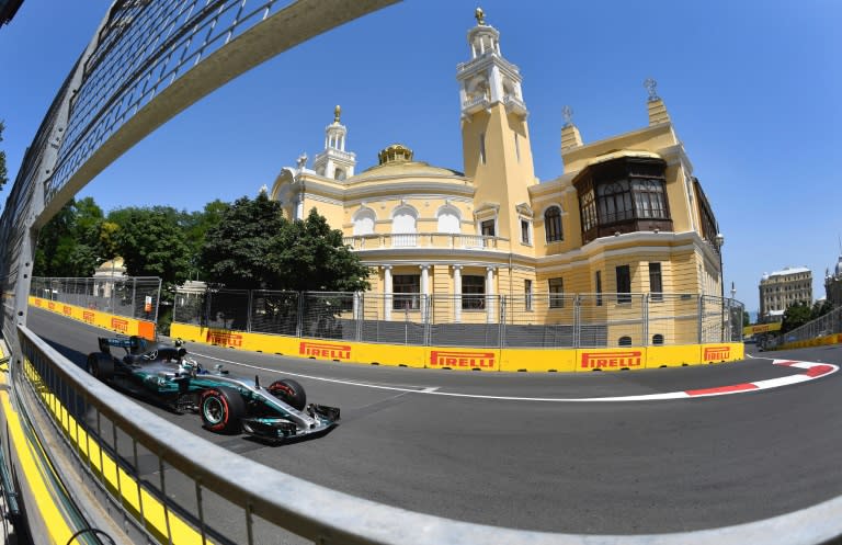 Mercedes' Finnish driver Valtteri Bottas pictured during the first practice session of the Formula One Azerbaijan Grand Prix at the Baku City Circuit on June 23, 2017