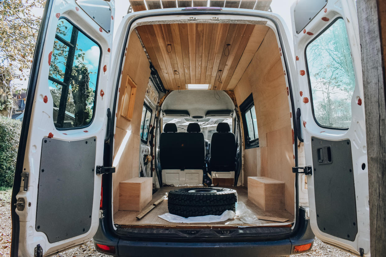 The van needed some work to transform it into a motorhome. (@thecampercreative)