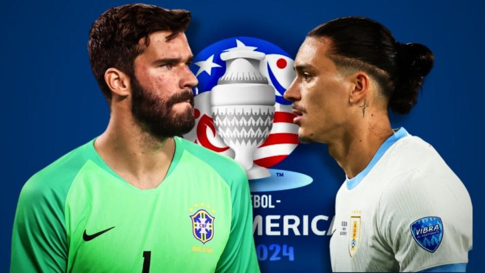 Alisson Becker vs Darwin Nunez, Brazil vs Uruguay at Copa America 2024.