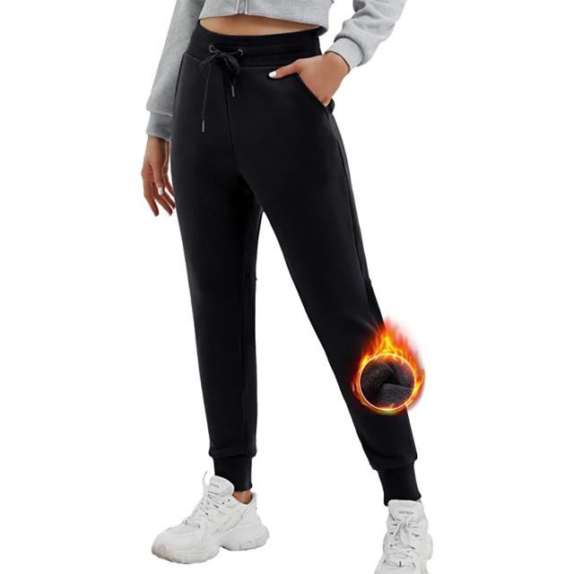 Women's Fleece Lined Sweatpants Slim-Fit Warm Comfy Sports Pants