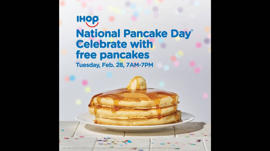 Dine-in guests at IHOP can get three free buttermilk pancakes on National Pancake Day.