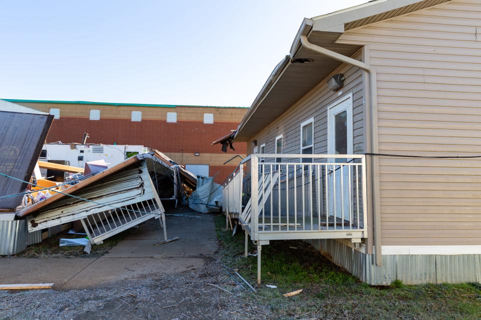 Many of the Clarksville- Montgomery County schools in north Clarksville only suffered minor damages from the tornado on Dec. 9., but West Creek Elementary School sustained the most extensive. Including a portable used for resources that was completely destroyed.