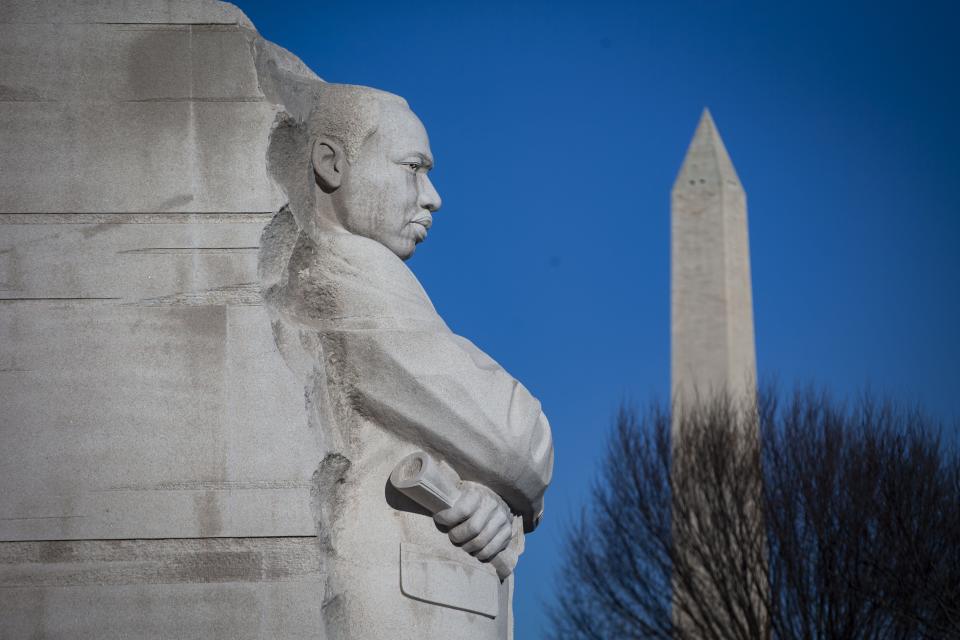 The Martin Luther King Jr. Memorial is seen on Martin Luther King Day, Jan. 21, 2019 in Washington, DC.