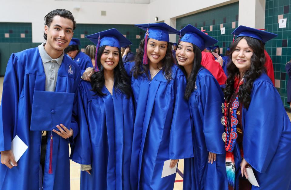 Indio High graduates take a photo before the DSUSD Summer Class of 2023 graduation ceremony at La Quinta High School in La Quinta, Calif., July 13, 2023. 
