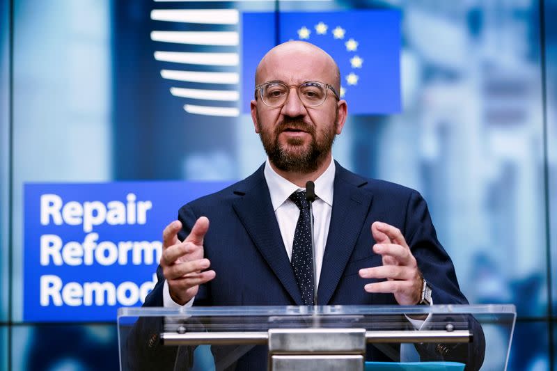 EU Council President Michel holds a news conference on the EU budget in Brussels