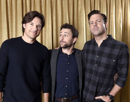 Cast members Jason Bateman (L), Charlie Day (C) and Jason Sudeikis of the film " Horrible Bosses 2" pose for a portrait during a photo call in Beverly Hills, California November 10, 2014. REUTERS/Kevork Djansezian