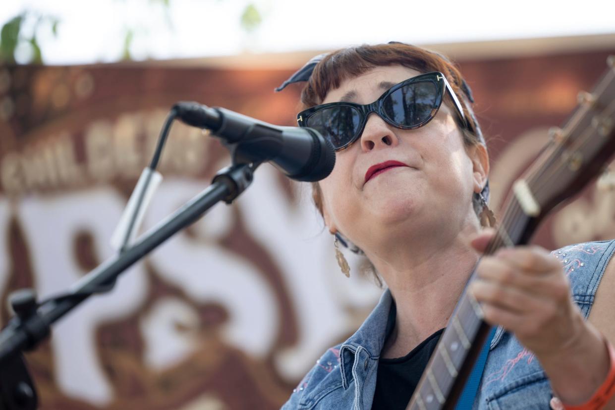 Carter Sampson sings at the White Buffalo Brunch on the Stonecloud stage at the Bob Childers' Gypsy Cafe in Stillwater, Okla. on Sunday, May 7, 2023.