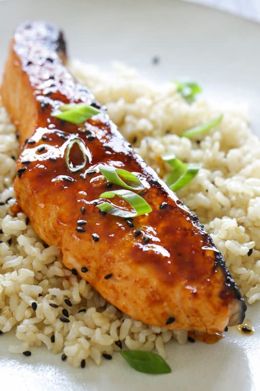 <p>Skinny Taste</p><p>This quick and easy Korean-inspired salmon dish is cooked in the broiler, perfect for weeknight cooking because it takes less than 10 minutes to cook. The glaze is so tasty it would be great with other types of fish as well.</p><p><strong>Get the recipe: <a href="https://www.skinnytaste.com/gochujang-glazed-salmon/" rel="nofollow noopener" target="_blank" data-ylk="slk:Gochujang Glazed Salmon;elm:context_link;itc:0;sec:content-canvas" class="link ">Gochujang Glazed Salmon</a></strong></p>