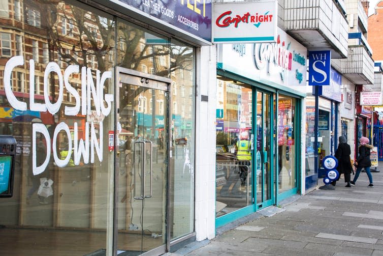 <span class="caption">A number of businesses were struggling before coronavirus.</span> <span class="attribution"><a class="link " href="https://www.shutterstock.com/image-photo/london-january-2019-vacant-high-street-1282938856" rel="nofollow noopener" target="_blank" data-ylk="slk:Willy Barton / Shutterstock;elm:context_link;itc:0;sec:content-canvas">Willy Barton / Shutterstock</a></span>