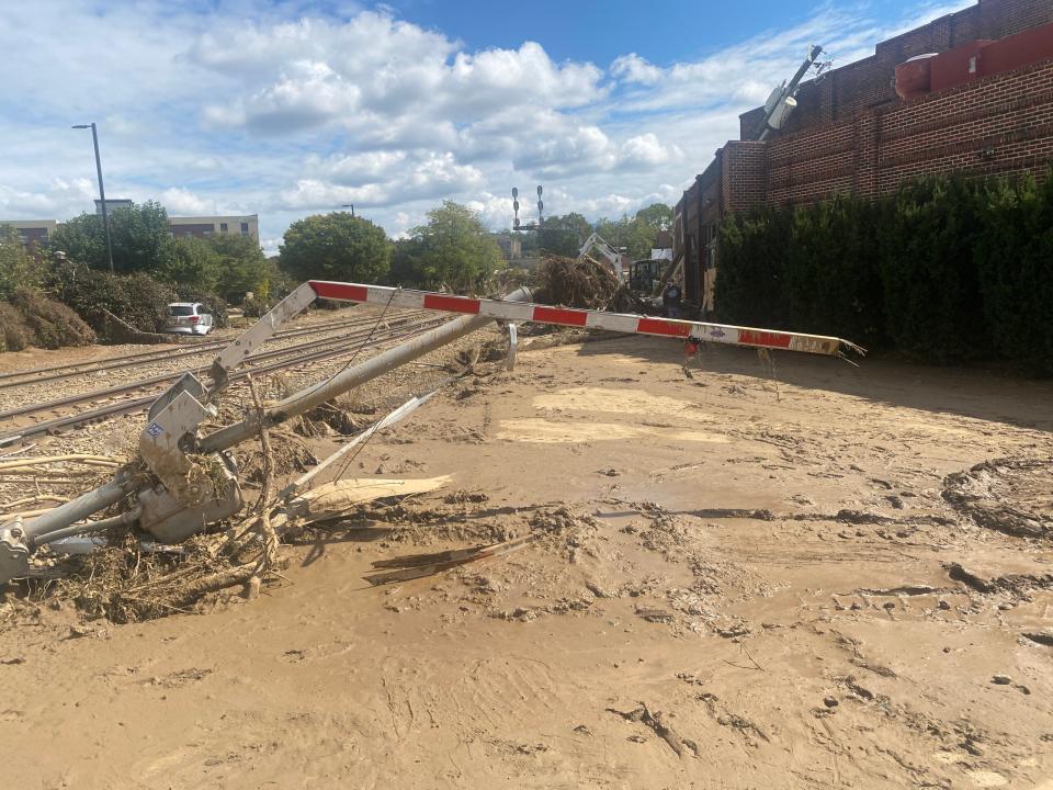 Flood damage is seen near Biltmore Village in Asheville, North Carolina. (Photo: FS/Getty Images)