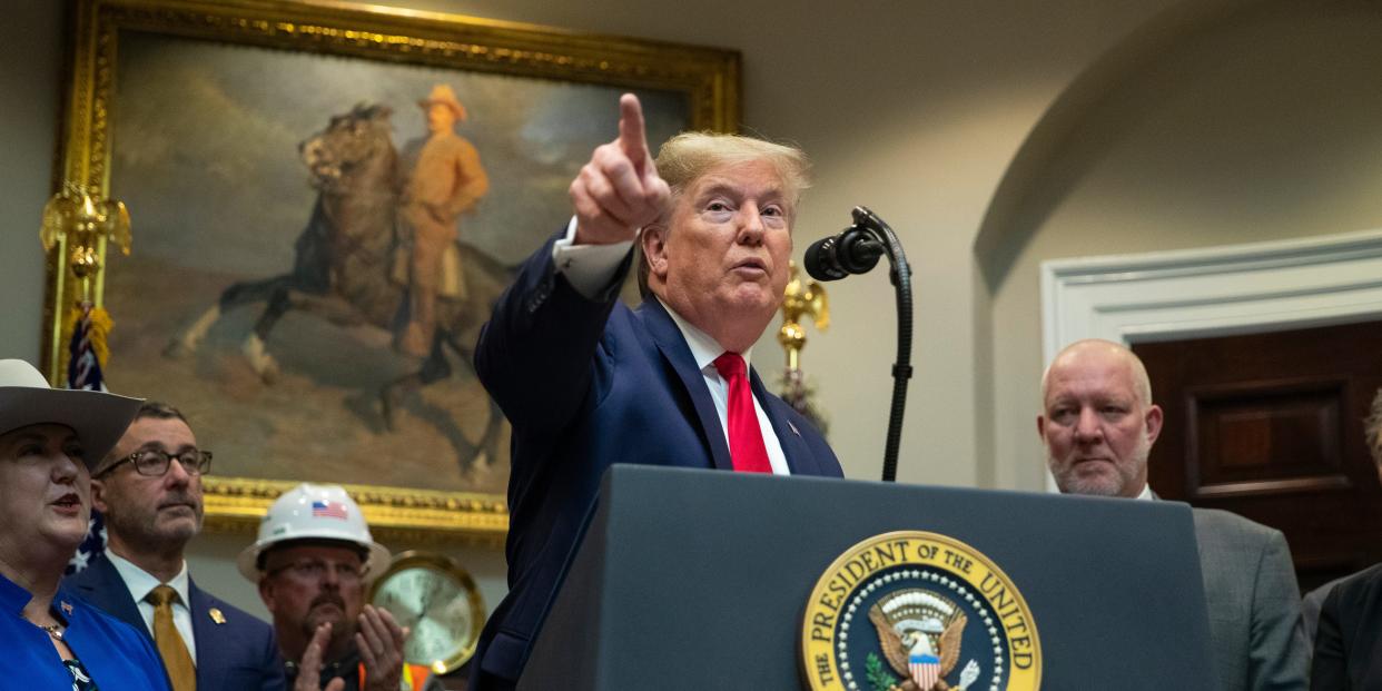 President Donald Trump speaks about proposed changes to the National Environmental Policy Act, at the White House, Thursday, Jan. 9, 2020, in Washington. (AP Photo/ Evan Vucci)