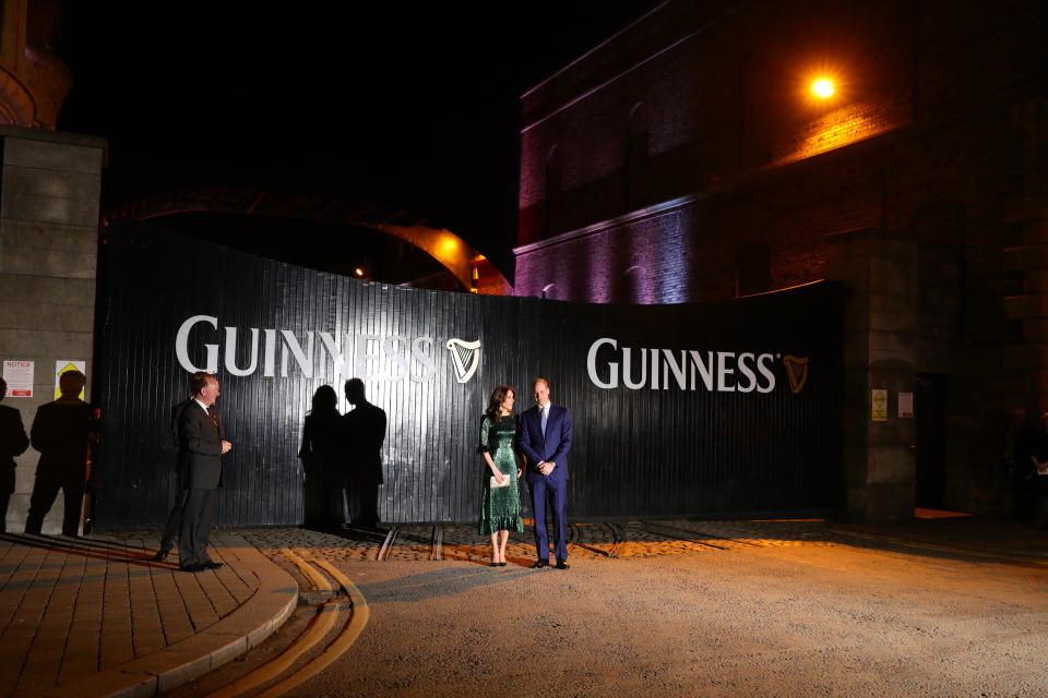 The Duke and Duchess of Cambridge arrive for a reception hosted by the British Ambassador to Ireland at the Gravity Bar, Guinness Storehouse, Dublin, during their three day visit to the Republic of Ireland.