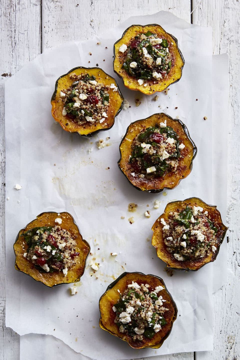 Quinoa-Stuffed Acorn Squash with Feta and Cranberries