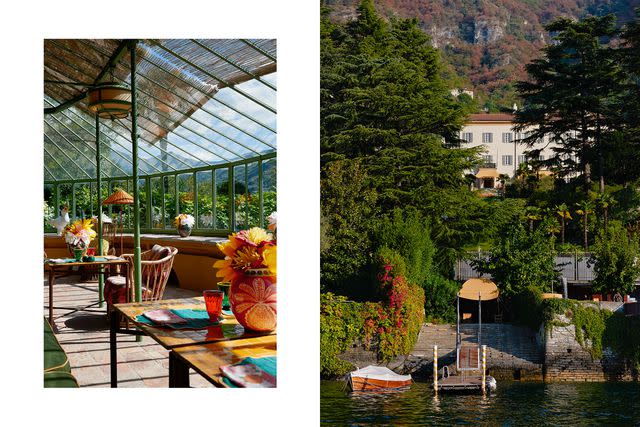 <p>Danilo Scarpati</p> From left: The conservatory at Passalacqua, with its interiors by designer du jour J.Â J. Martin; Passalacqua, as seen from Lake Como.