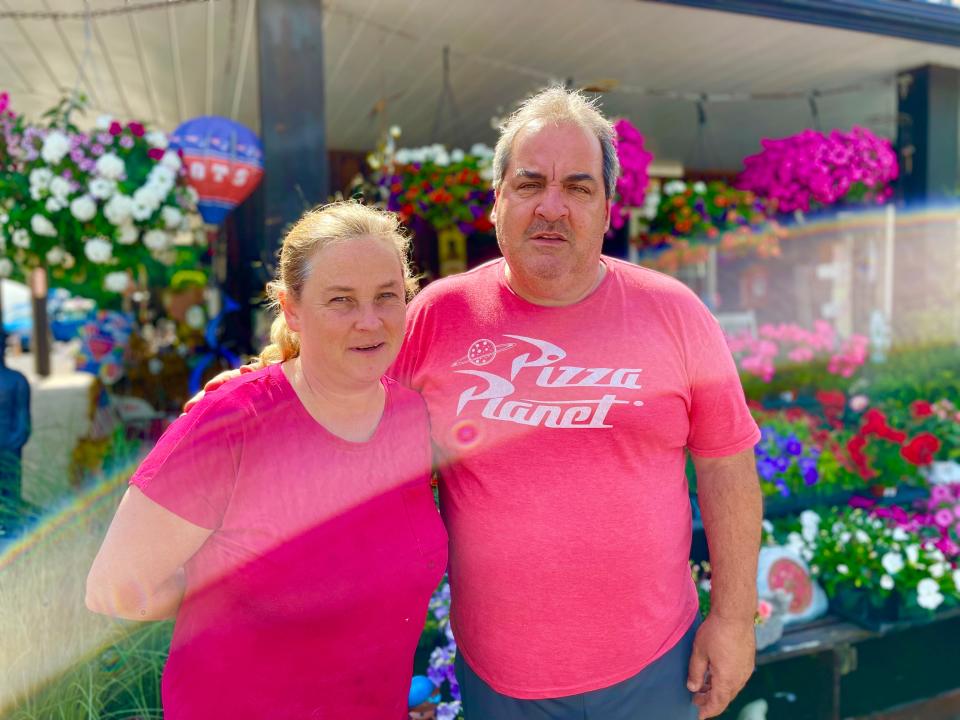 From left, Nancy and Steve Prisco own and manage Steve's Lawn Care and Prisco's market in Bridgewater, along with a batting cage, golf course and ice cream store