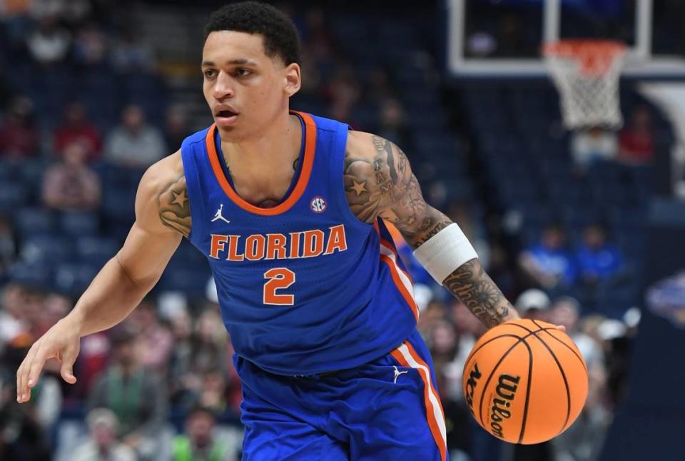 Former Florida Gators guard Riley Kugel has joined the Kansas Jayhawks, he reported on social media Sunday. Kugel averaged more than nine points per game during each of his two seasons with the Gators.