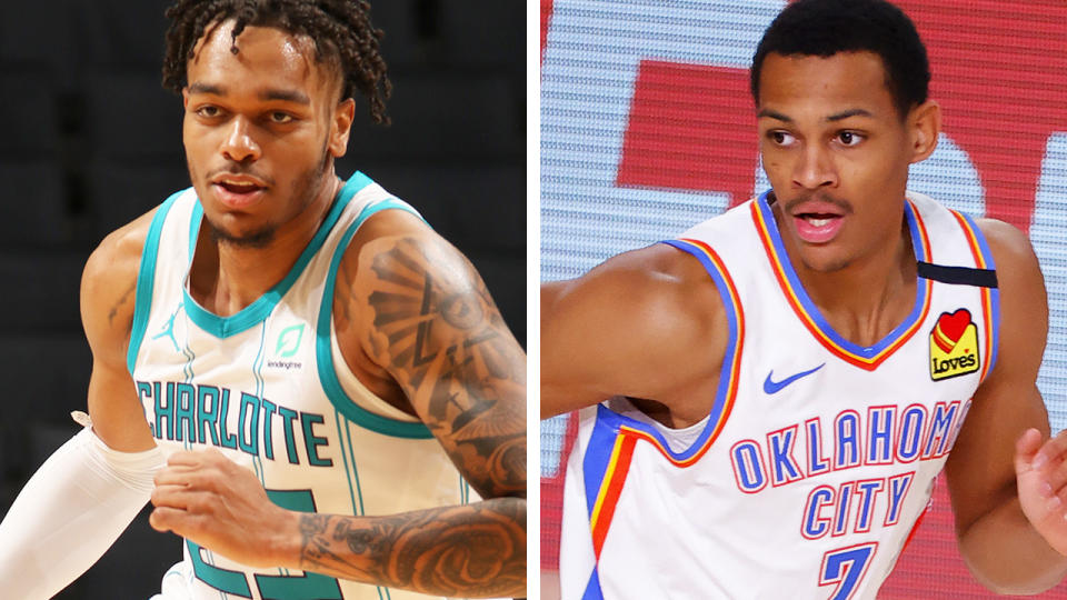 Charlotte's PJ Washington and Oklahoma City's Darius Bazley are among several players who could potentially provide great value towards the end of your fantasy basketball draft. Pictures: Getty Images