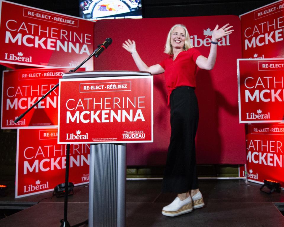 Catherine McKenna arrives after being re-elected