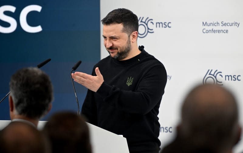 Ukrainian President Volodymyr Zelensky speaks during the 60th Munich Security Conference (MSC). Felix Hörhager/dpa