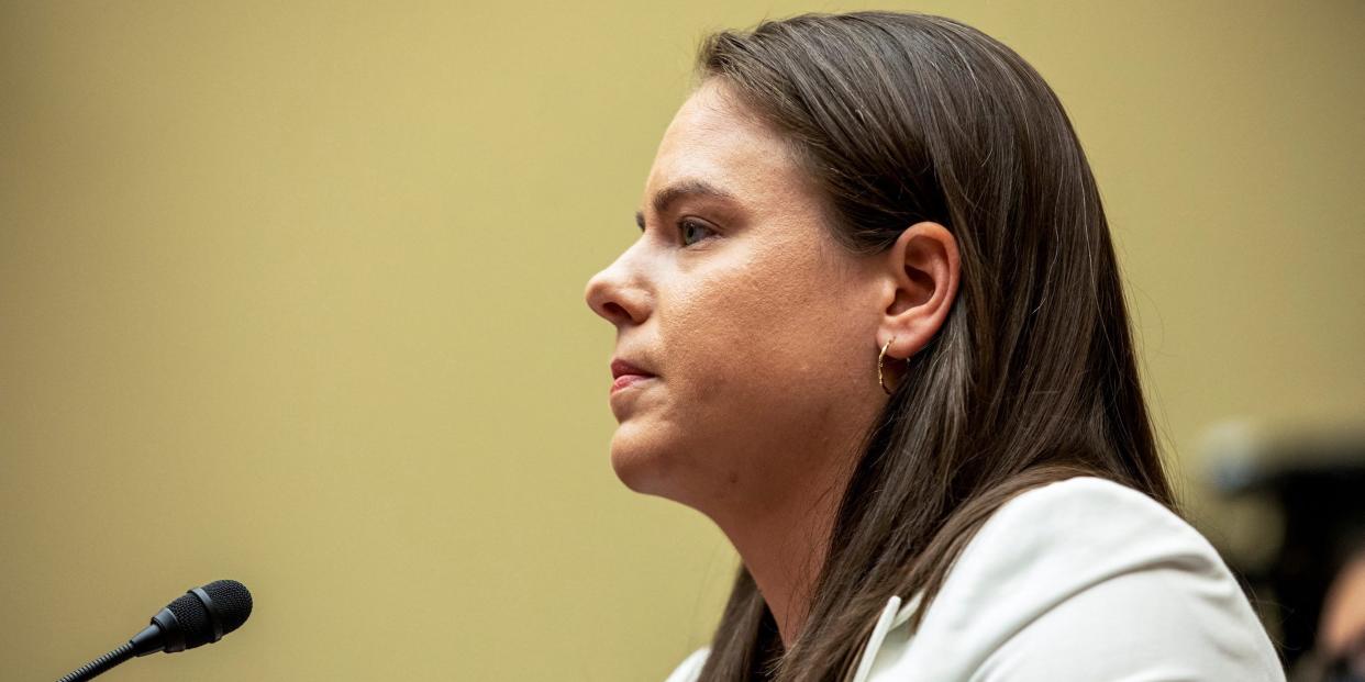 Amy Swearer, Legal Fellow at the Edwin Meese III Center for Legal and Judicial Studies, The Heritage Foundation, testifies during a House Committee on Oversight and Reform hearing on gun violence on Capitol Hill in Washington, U.S. June 8, 2022.