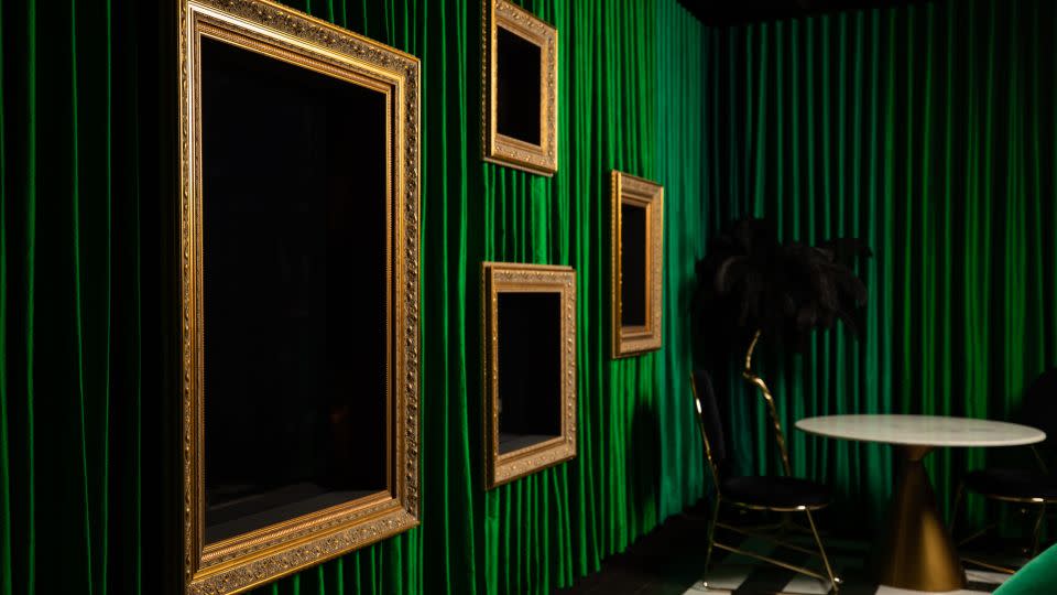 Enclosed in green silk curtains, the Ladies Room was opened for female visitors in 2020. - Jesse Hunniford/MONA