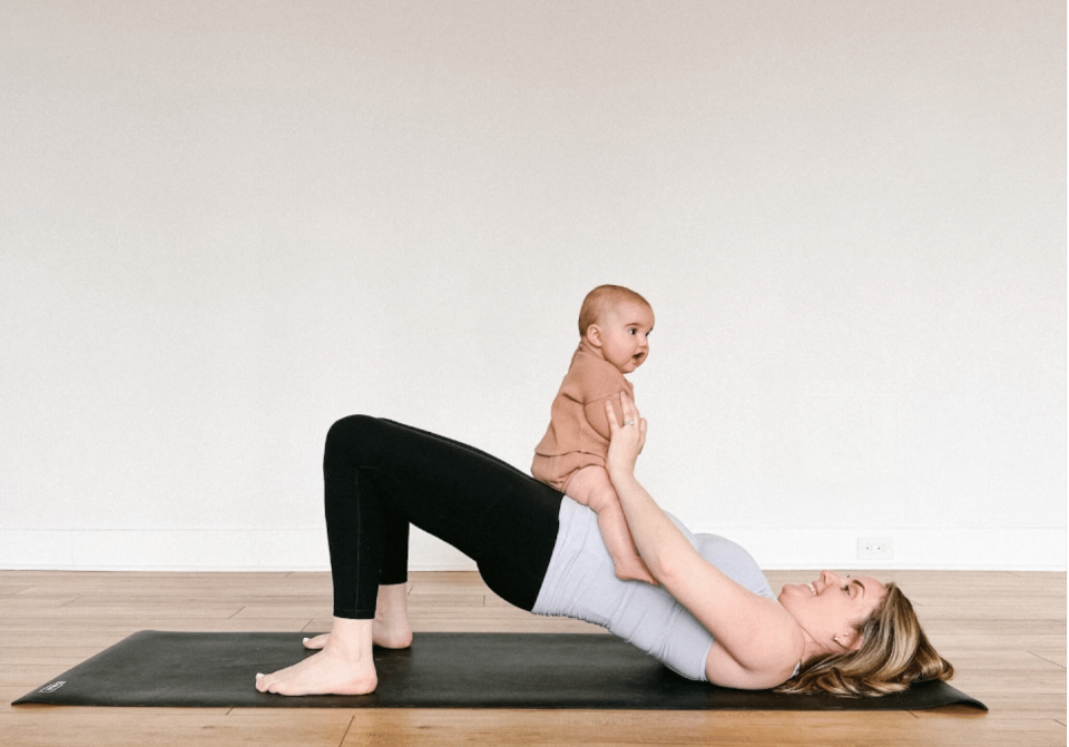 Yoga with baby - Bridge pose - Kate Lombardo