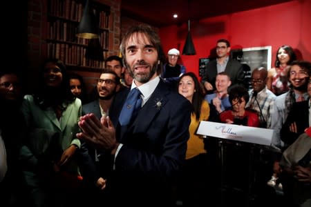 Paris mayoral dissident candidate from La Republique En Marche (LREM) Cedric Villani attends a meeting to announce his candidature in the forthcoming mayoral election in Paris